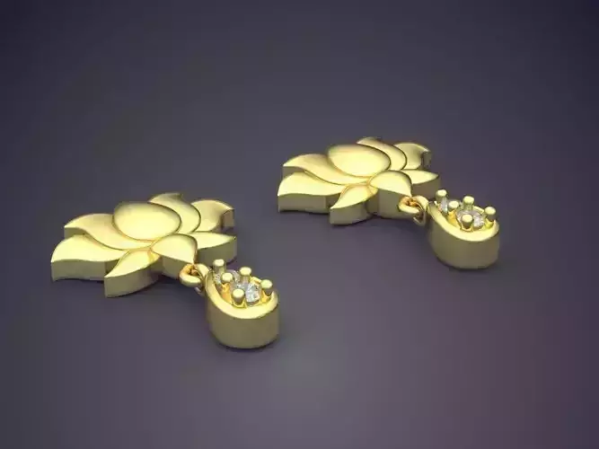 Flower Shape Earrings With Diamonds