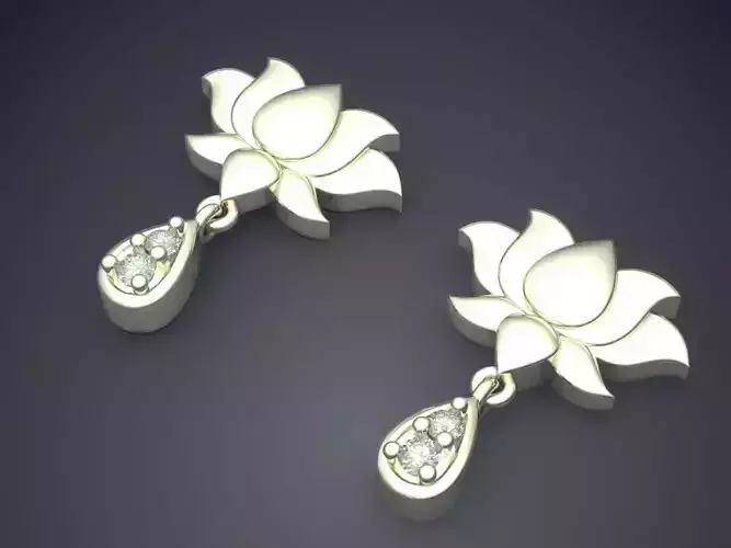 Flower Shape Earrings With Diamonds