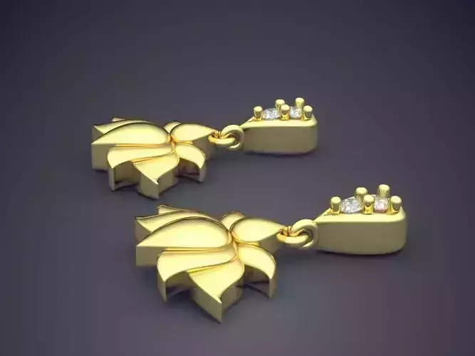 Flower Shape Earrings With Diamonds