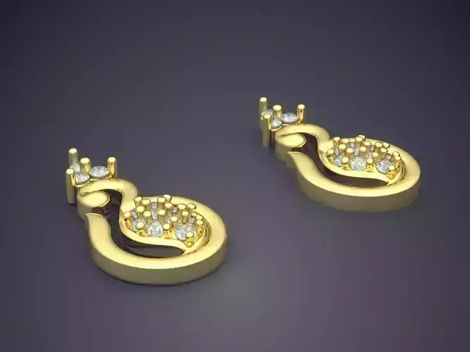 Unique Earrings With Diamonds 3D print model
