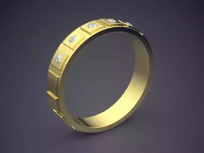 Engraved Ring With Small Diamonds