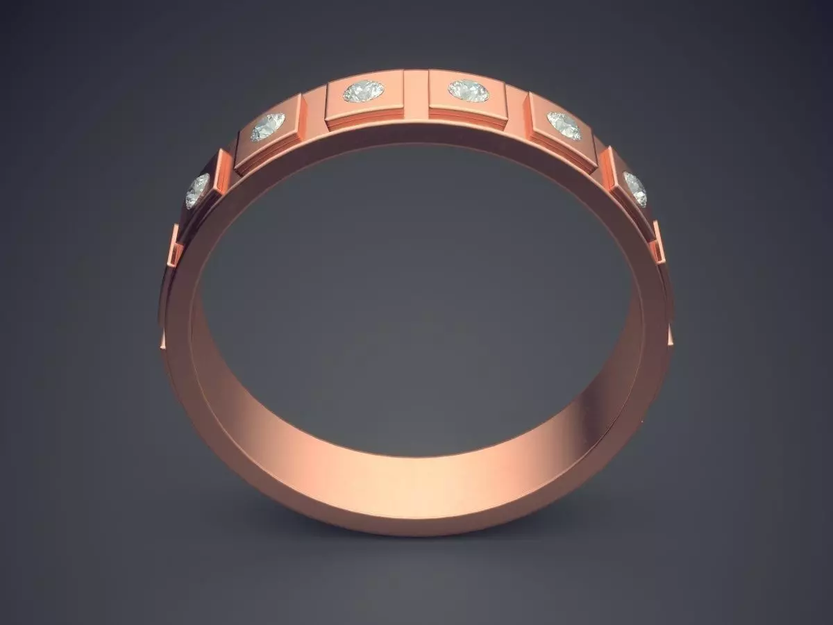 Engraved Ring With Small Diamonds 3D print model_2