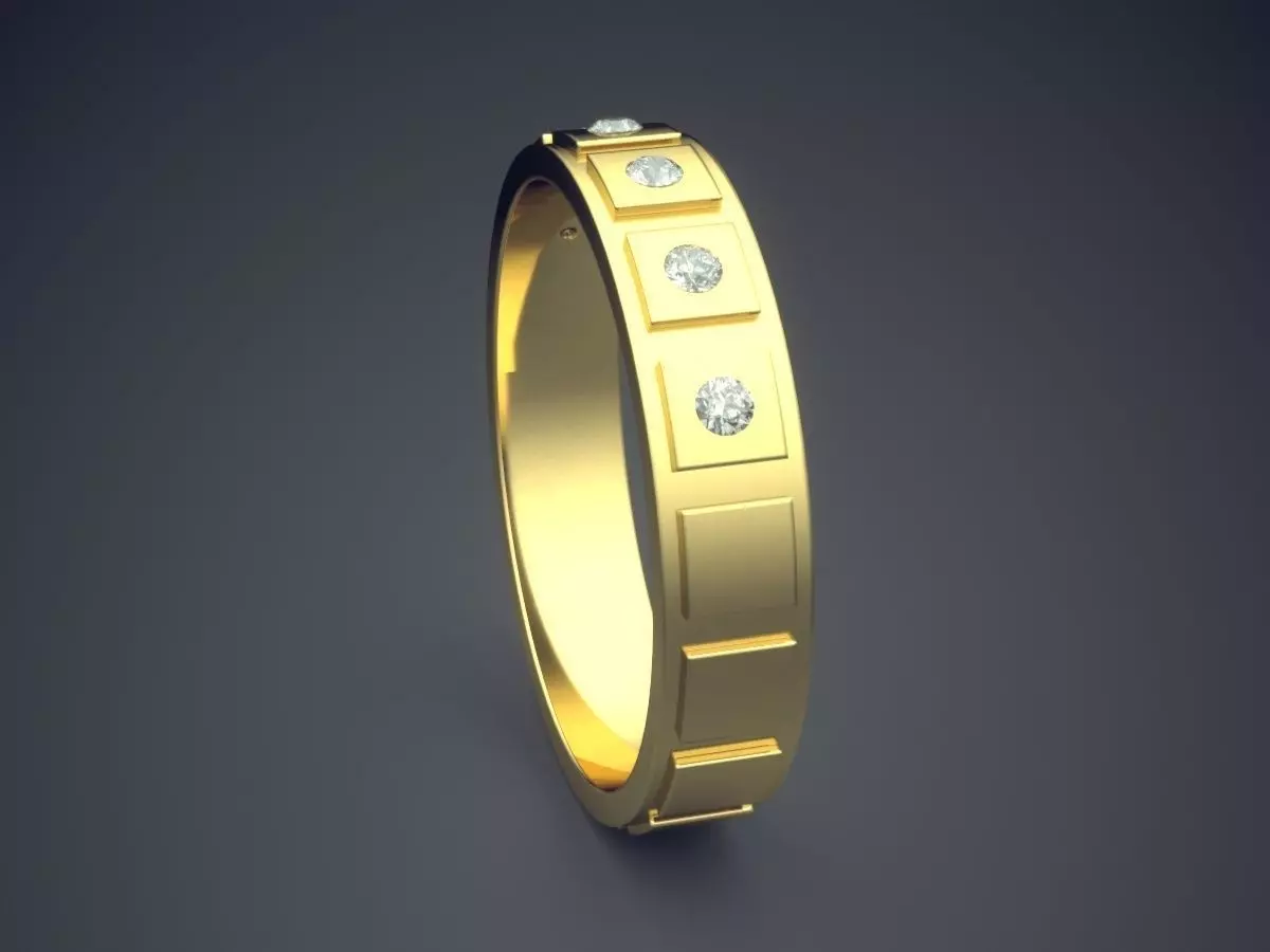 Engraved Ring With Small Diamonds 3D print model_3