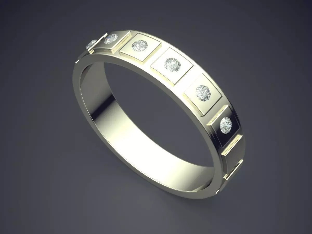 Engraved Ring With Small Diamonds 3D print model_1