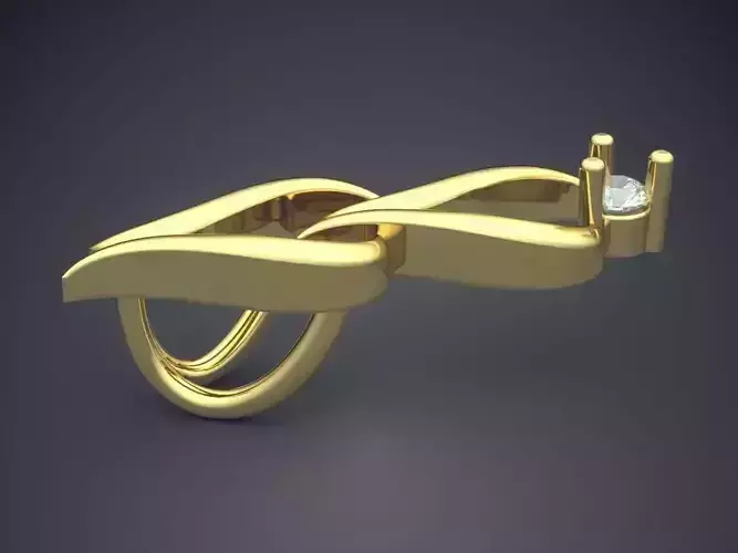 Pendant gold ring with diamond in it