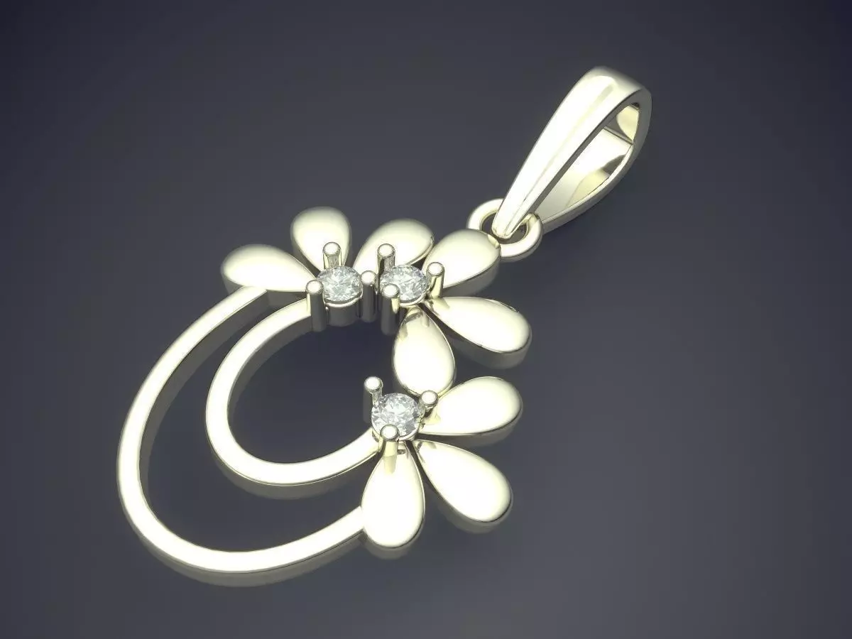 Flower Shape Pendant  3D print model_1