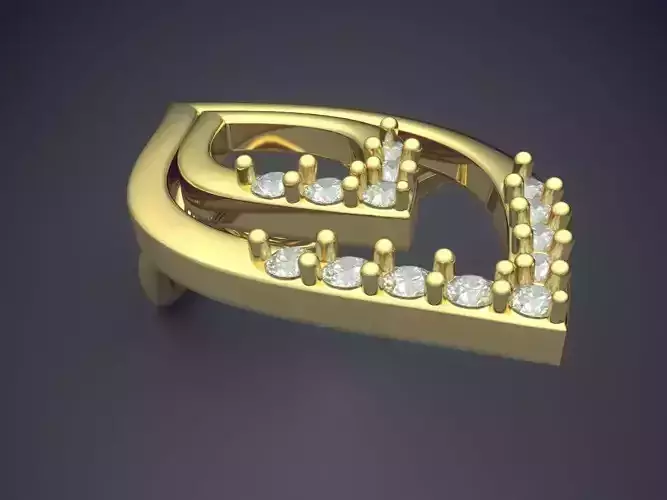Leaf Shape Pendant With Diamonds 3D print model