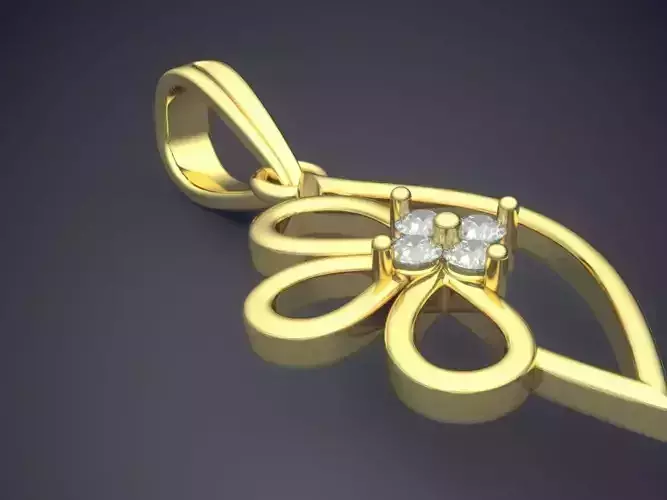 Flower Shape Pendant With Diamonds 3D print model