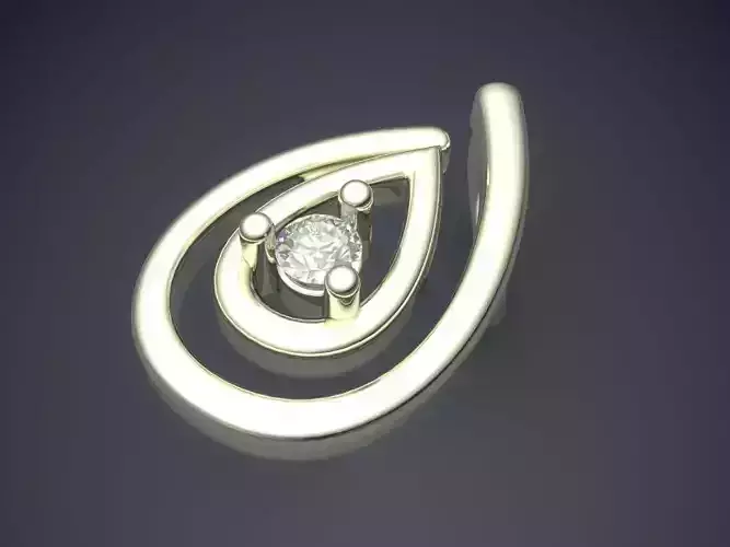 Pendant gold ring with diamond in center
