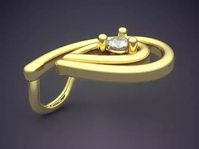 Pendant gold ring with diamond in center