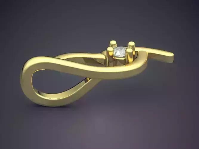 Pendant gold ring with diamond