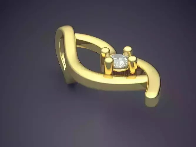 Pendant gold ring with diamond