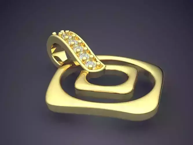 Square Pendant With Diamonds 3D print model