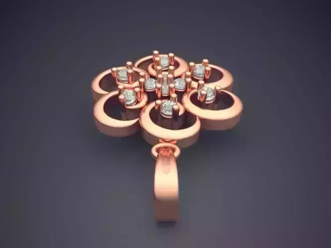 Flower Shape Pendant With Diamonds