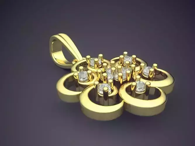 Flower Shape Pendant With Diamonds