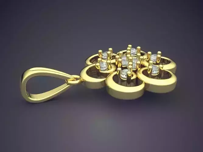 Flower Shape Pendant With Diamonds