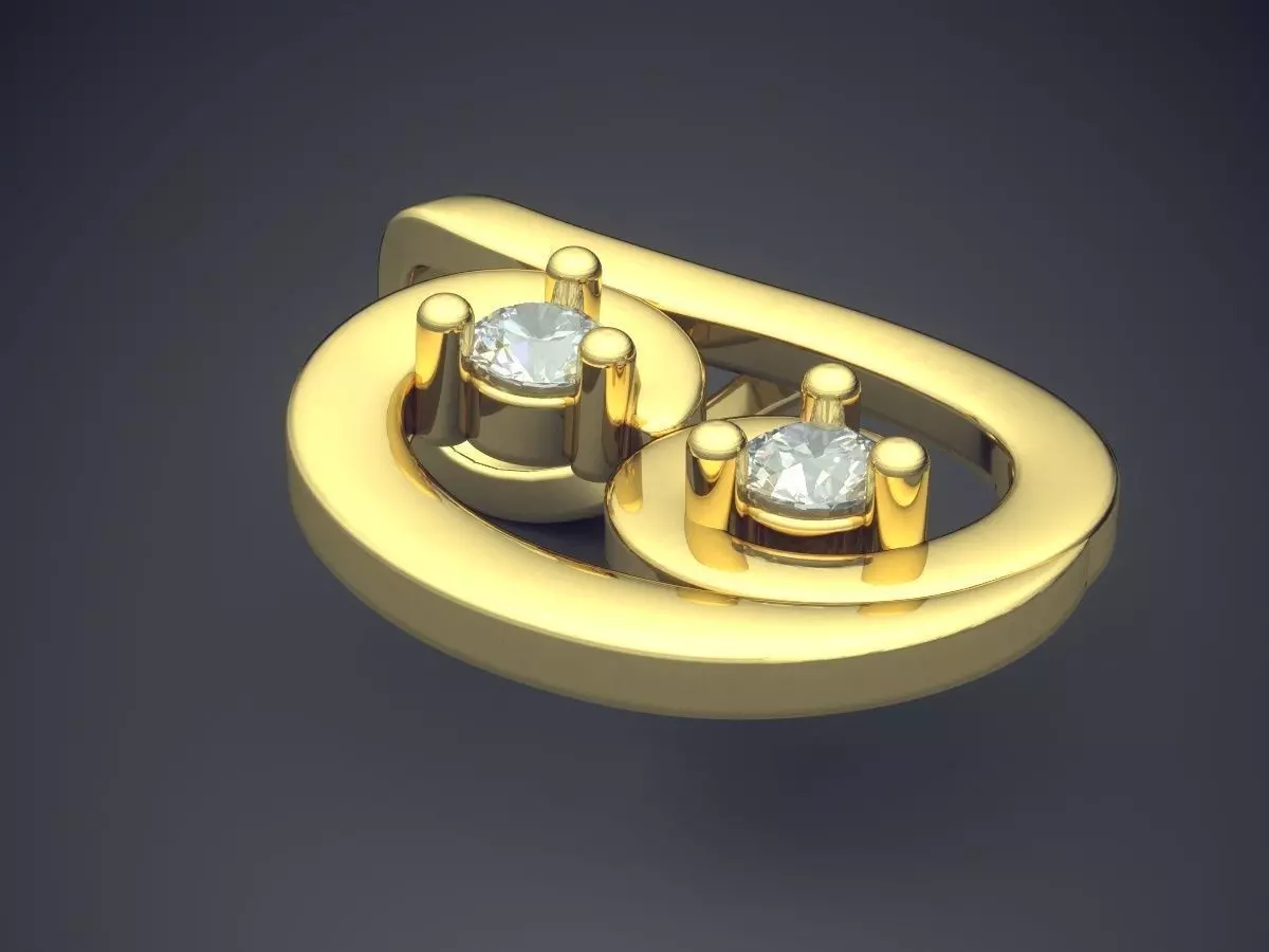 Curved Pendant With Diamonds 3D print model_0