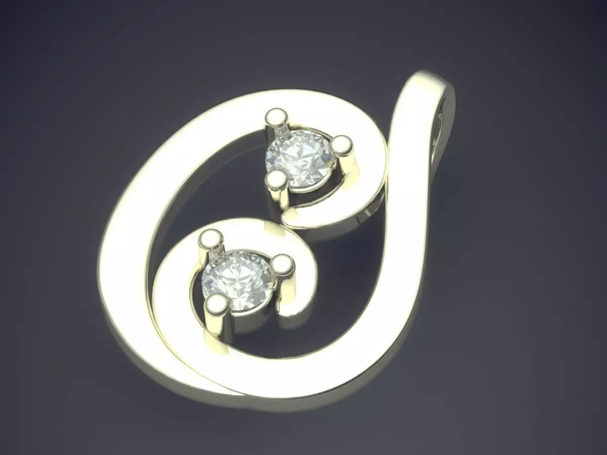 Curved Pendant With Diamonds 3D print model_1