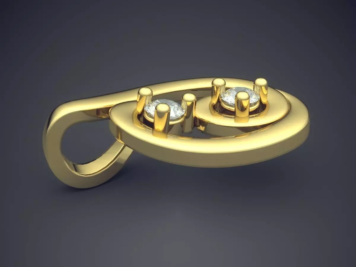 Curved Pendant With Diamonds 3D print model_3