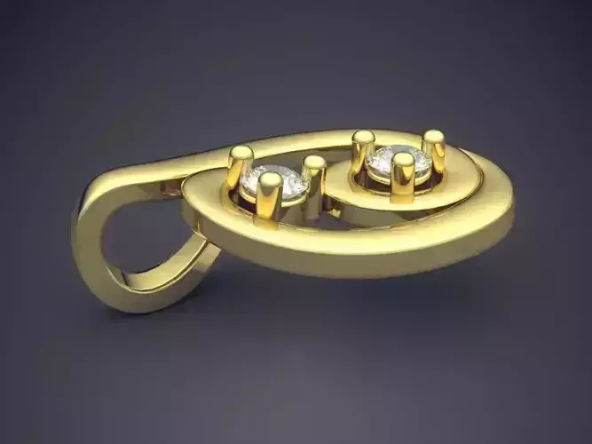 Curved Pendant With Diamonds