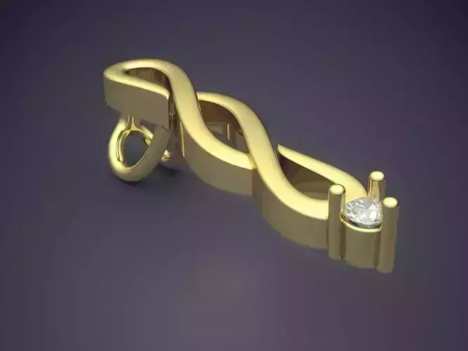 Pendant gold ring with diamond 3D print model