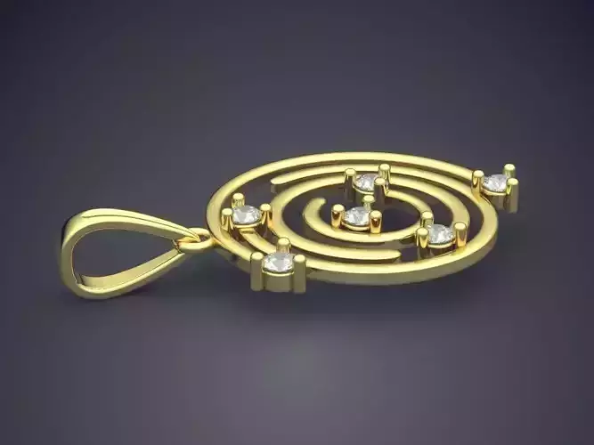 Swirl Shape Pendant With Diamonds