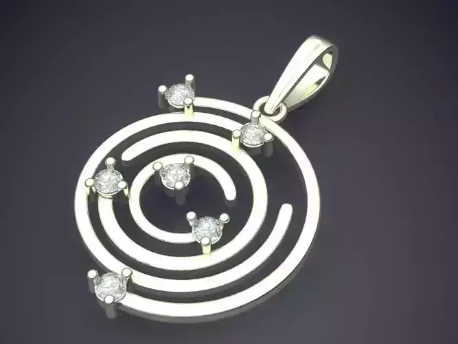 Swirl Shape Pendant With Diamonds