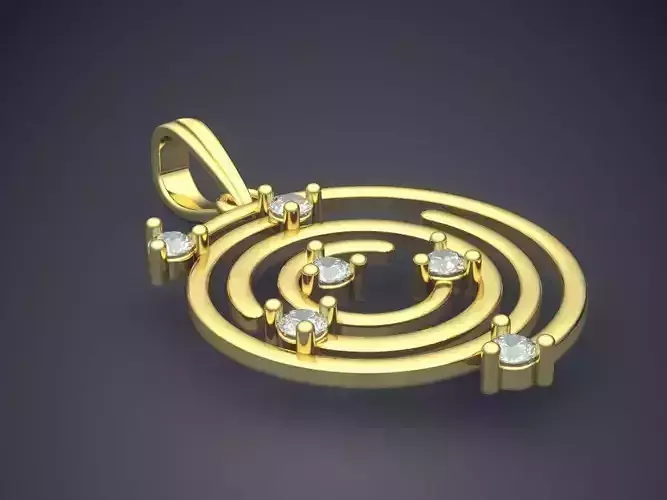 Swirl Shape Pendant With Diamonds 3D print model