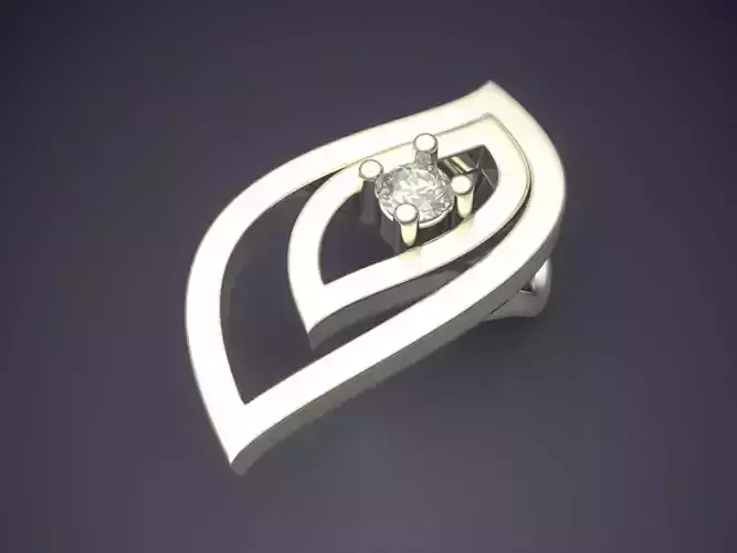 Leaf Shape Pendant With Diamond