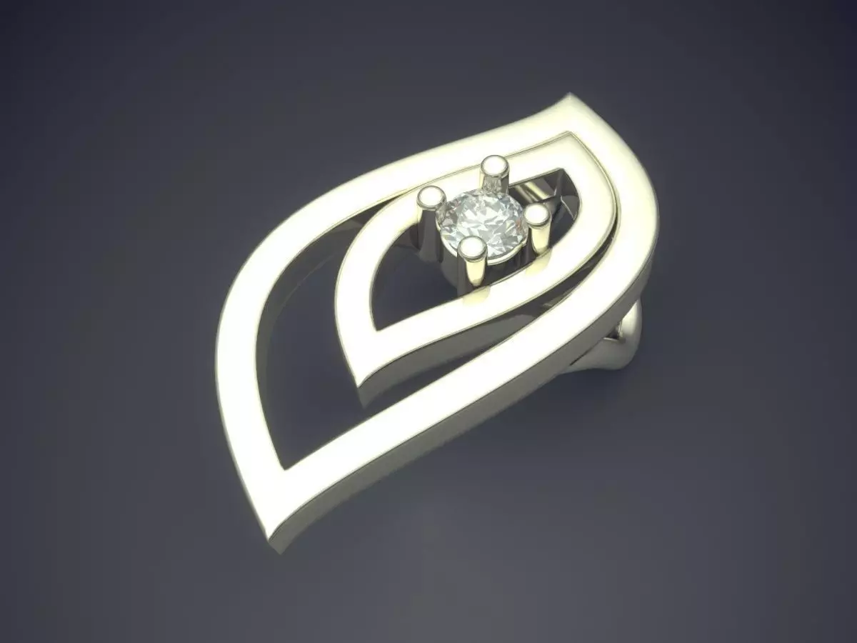 Leaf Shape Pendant With Diamond 3D print model_1