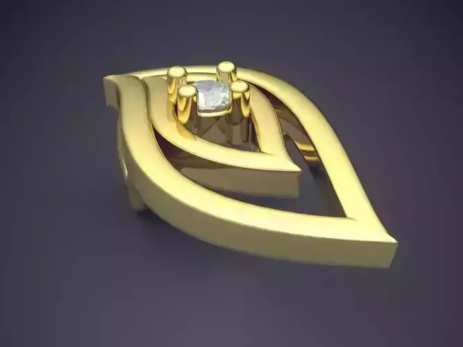 Leaf Shape Pendant With Diamond 3D print model