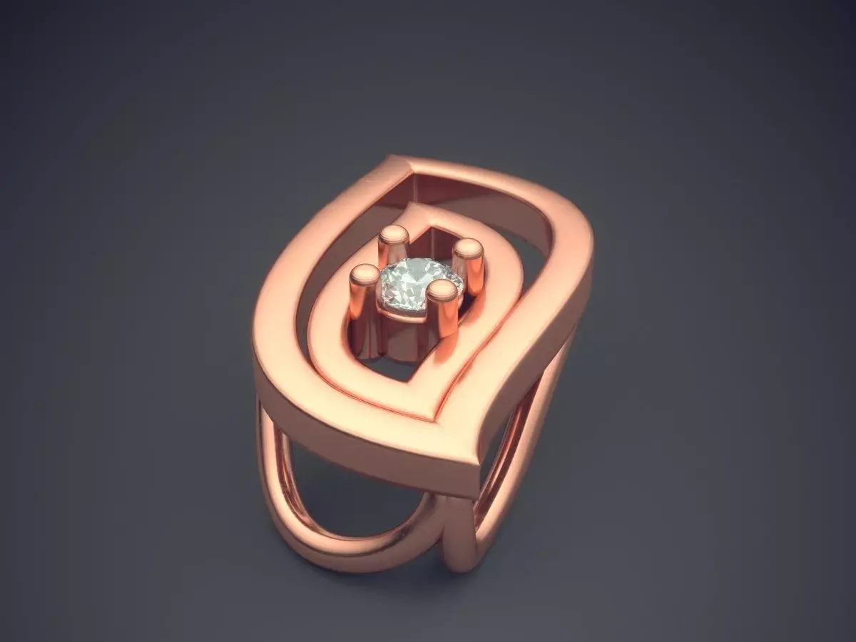 Leaf Shape Pendant With Diamond 3D print model_2