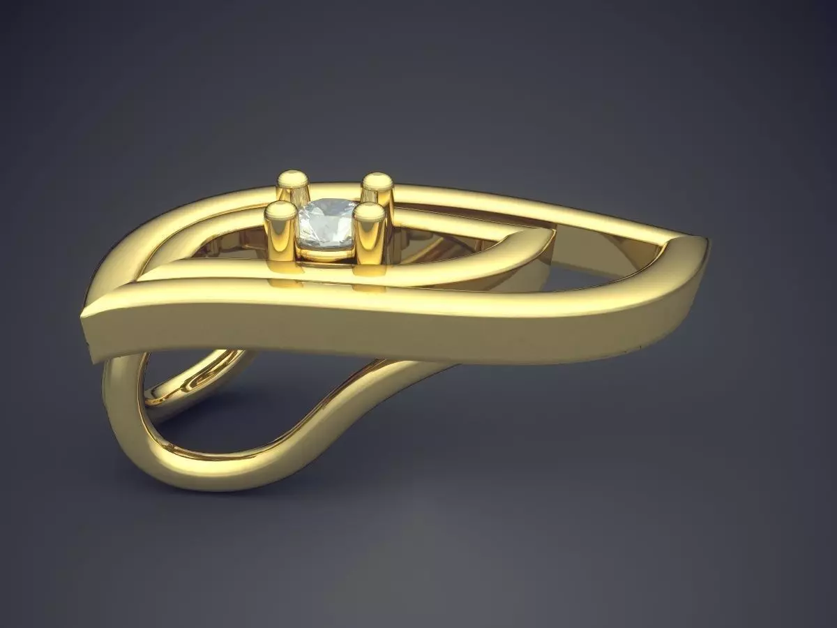 Leaf Shape Pendant With Diamond 3D print model_3