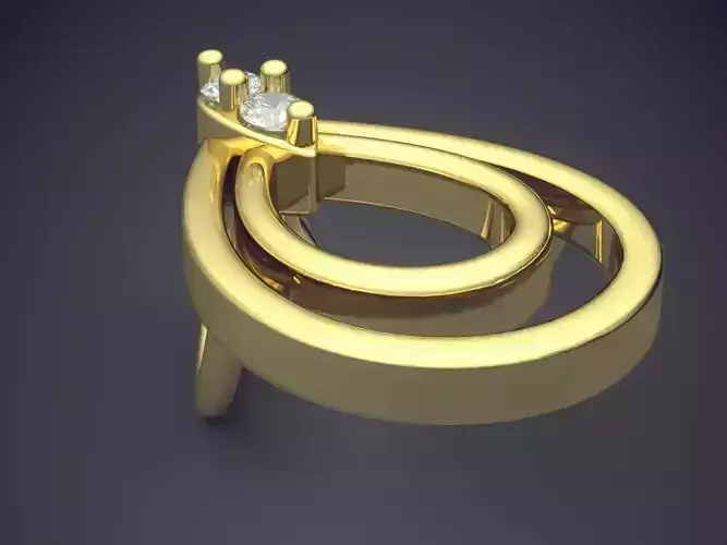 Pendant gold ring with diamond in middle 3D print model