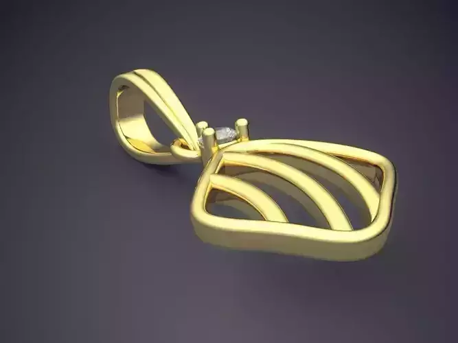 Pendant with diamond in center 3D print model