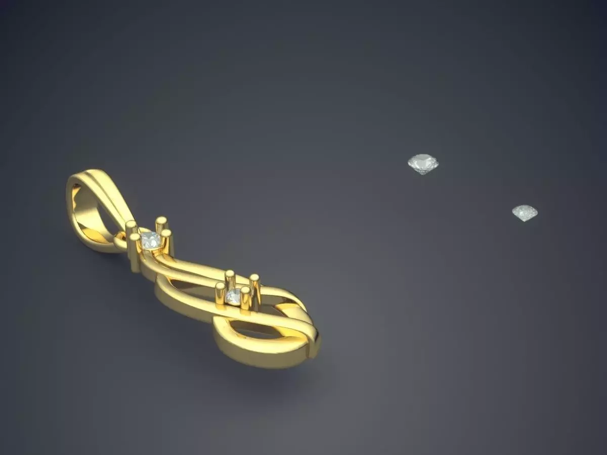 Pendant With Attachable Diamonds 3D print model_0