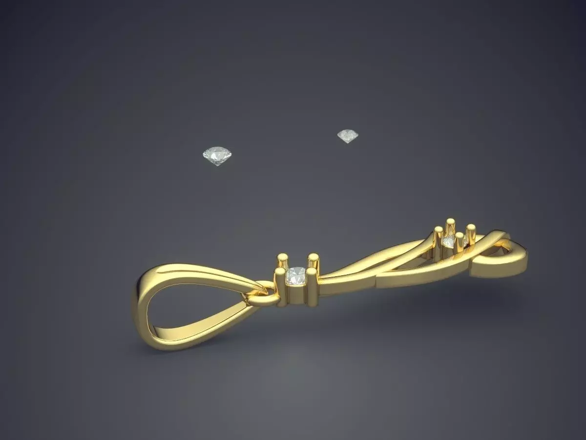 Pendant With Attachable Diamonds 3D print model_3
