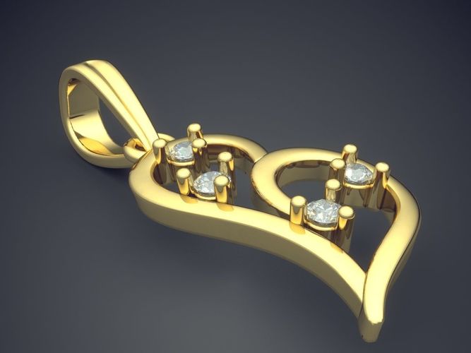 Heart Shape Pendant With Diamonds 3D print model