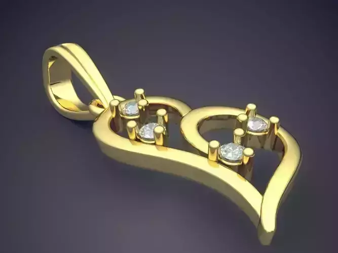 Heart Shape Pendant With Diamonds 3D print model