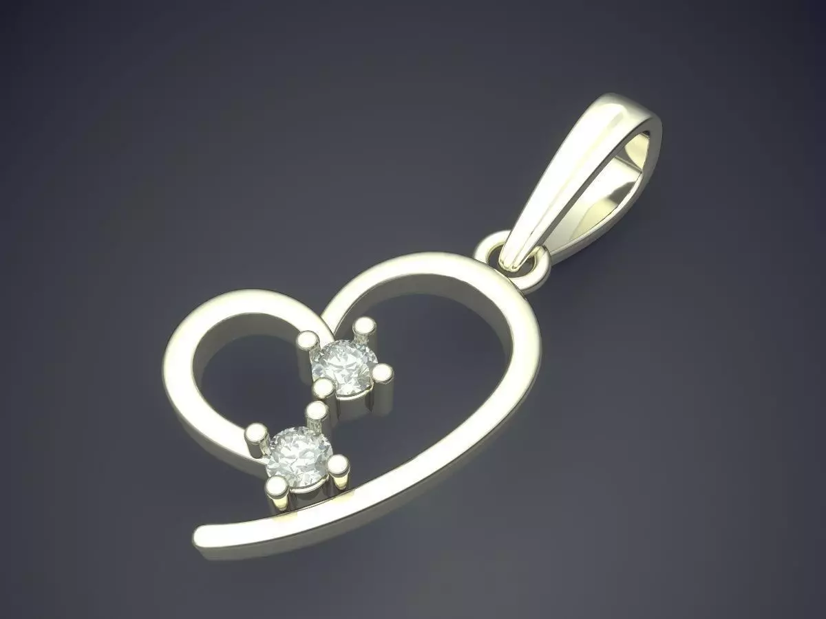 Heart Shape Pendant With Diamonds 3D print model_1
