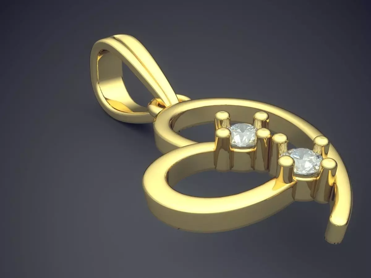 Heart Shape Pendant With Diamonds 3D print model_0