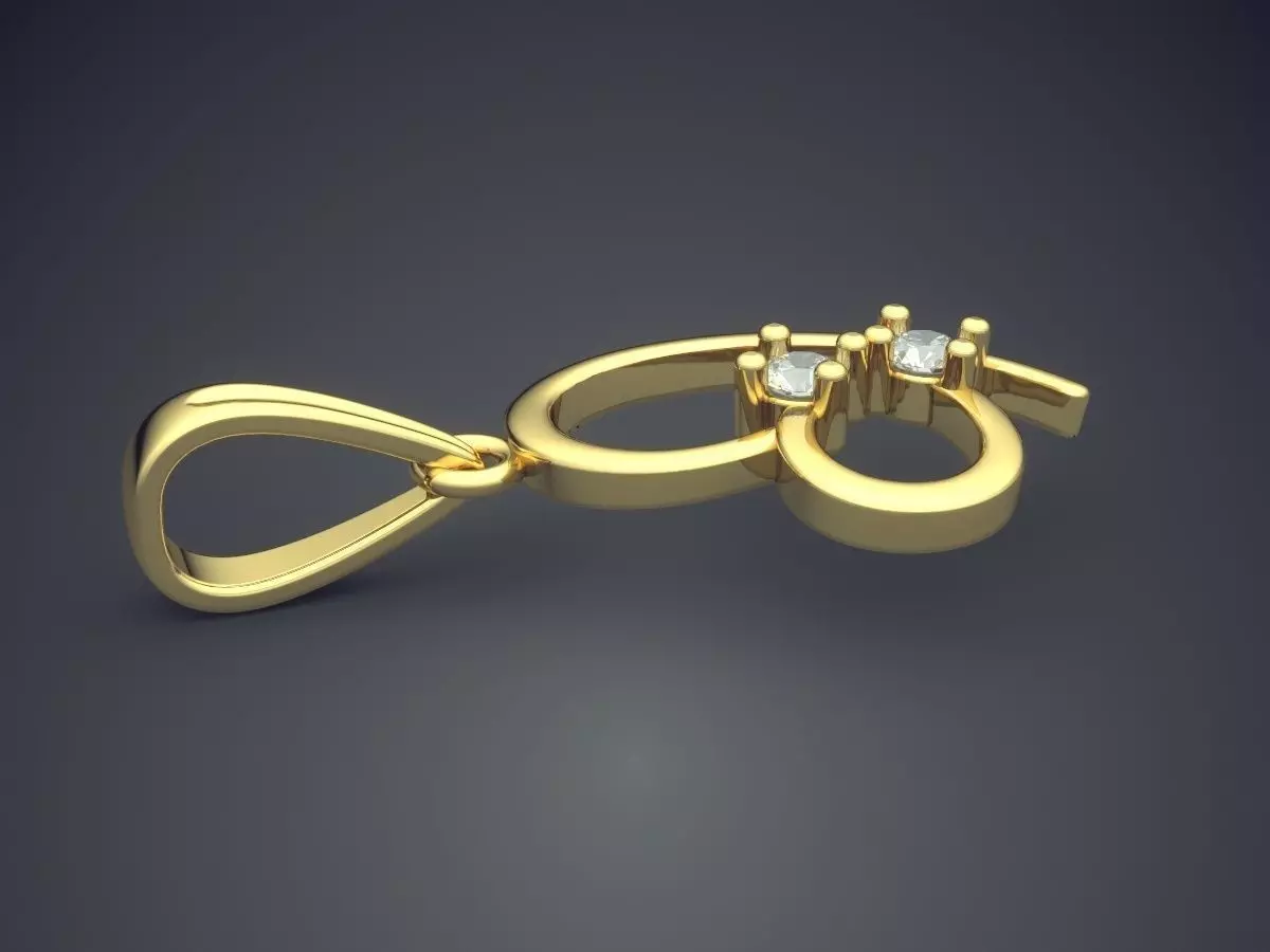 Heart Shape Pendant With Diamonds 3D print model_3