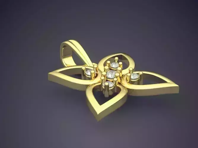 Flower Shape Pendant With Diamonds  3D print model