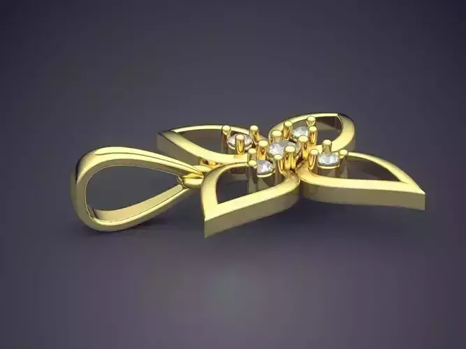 Flower Shape Pendant With Diamonds 