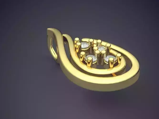 Drop Shape Pendant With Diamonds 3D print model