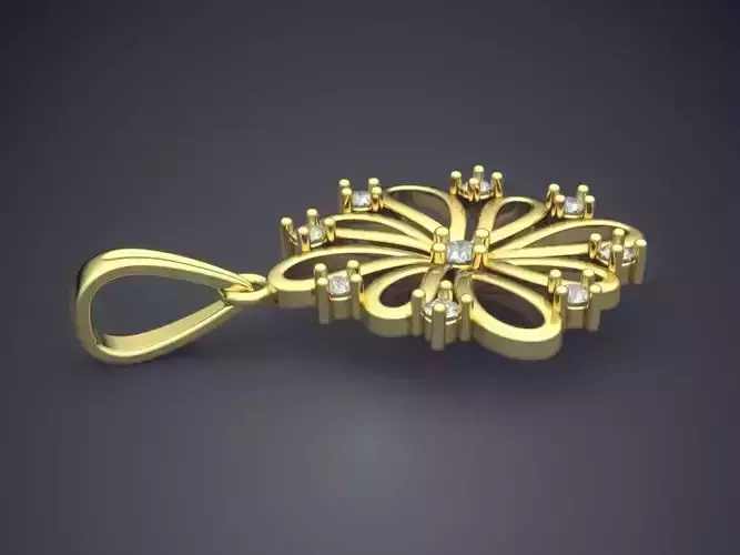 Flower Shape Pendant With Diamonds