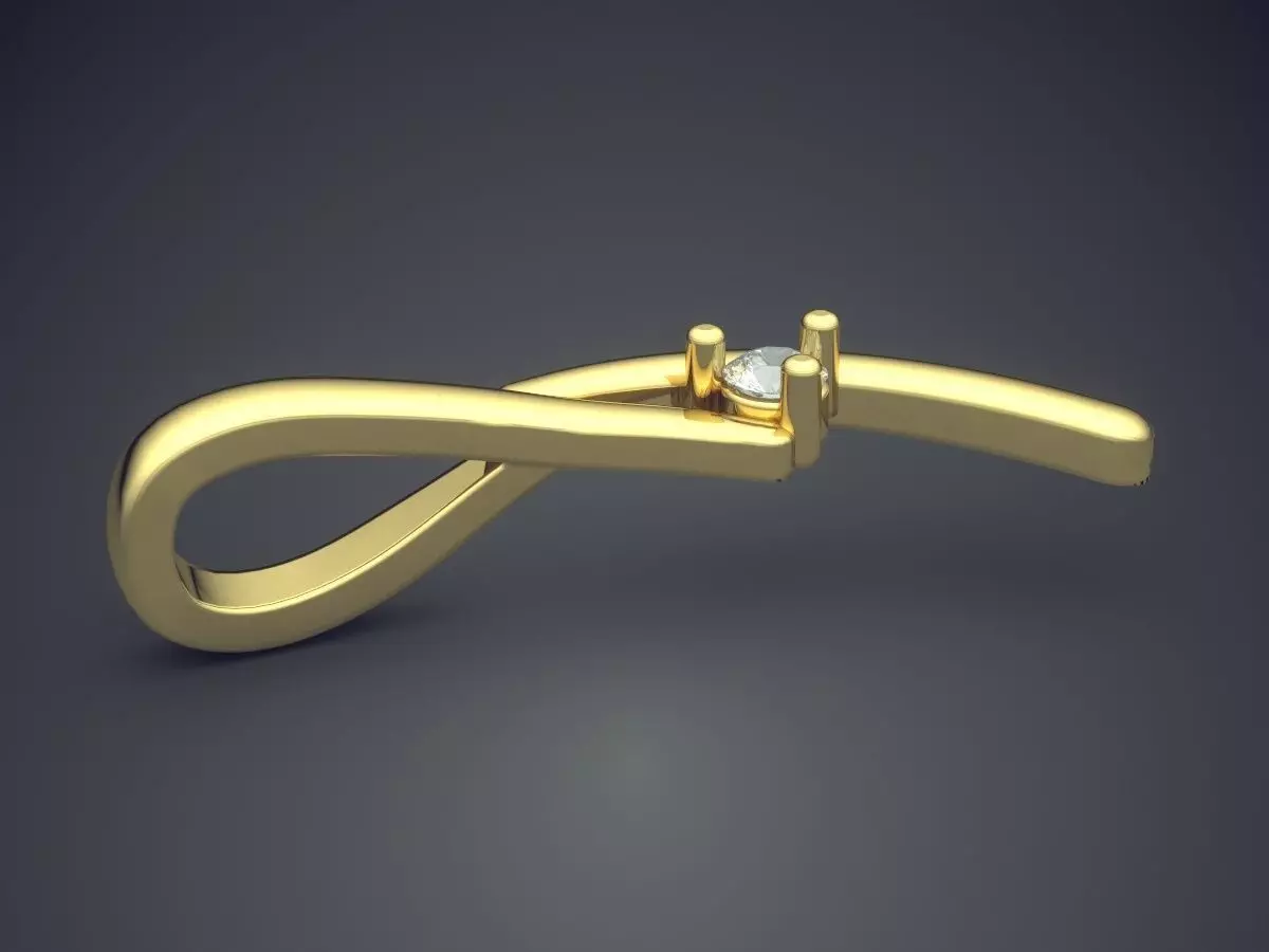 Pendant gold ring with diamond 3D print model_3