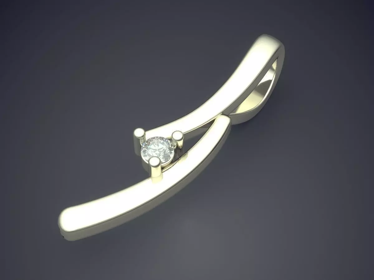 Pendant gold ring with diamond 3D print model_1