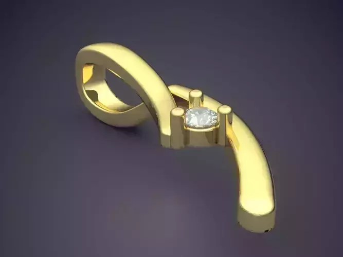 Pendant gold ring with diamond