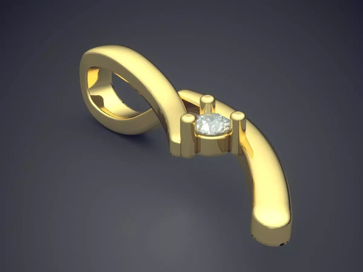 Pendant gold ring with diamond 3D print model_0